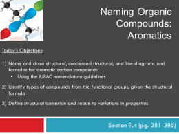 Naming Organic Compounds: Aromatics