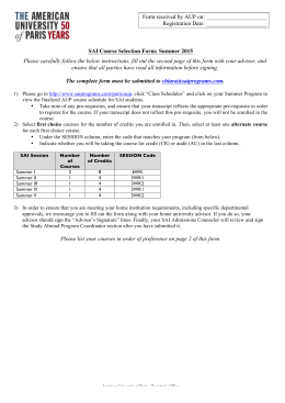 SAI Course Selection Form: Summer 2015