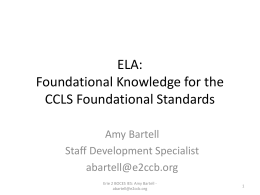 ELA: Foundational Knowledge for the CCLS Foundational