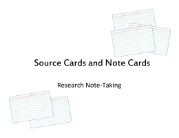 Source Cards and Note Cards