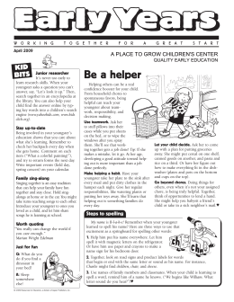 April 2009 Early Years Newsletter