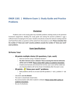 ENGR 1181 | Midterm Exam 1: Study Guide and