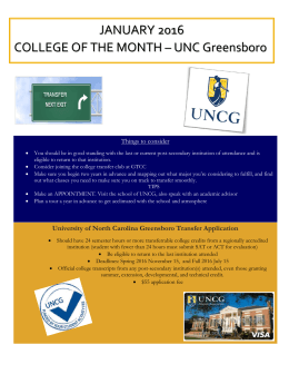JANUARY 2016 COLLEGE OF THE MONTH – UNC Greensboro