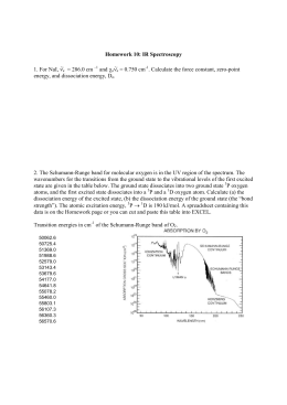 Homework 10: IR Spectroscopy 1. For NaI, νe ~ = 286.0 cm –1 and