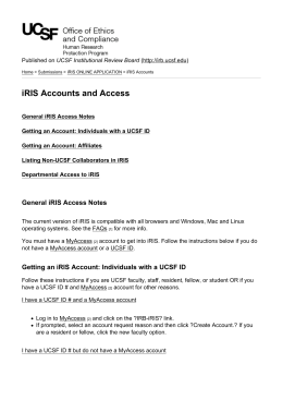 iRIS Accounts and Access - Human Research Protection Program