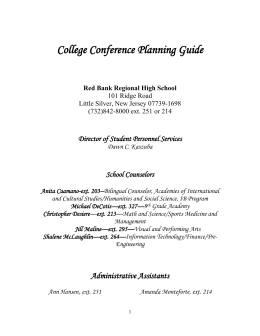 College Conference Planning Guide Red Bank Regional High School