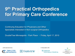and Introduction - The TCO Practical Orthopedics for Primary Care