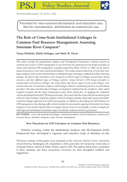 The Role of CrossScale Institutional Linkages in Common Pool