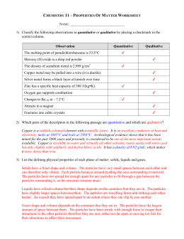 Properties of Matter Worksheet (Solutions)