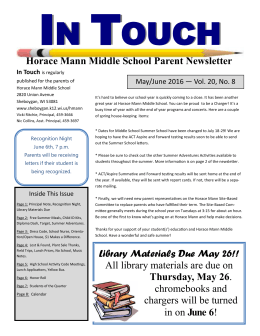 Horace Mann Middle School Parent Newsletter Library Materials
