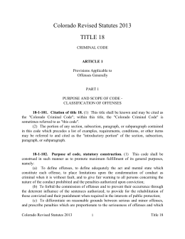Colorado Revised Statutes 2013 TITLE 18