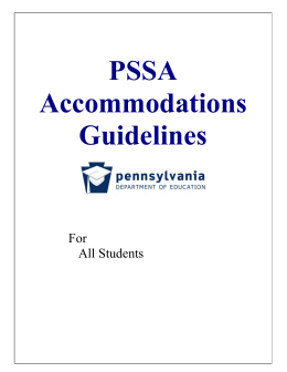 PSSA Accommodations Guidelines