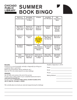 Book Bingo board - Chicago Public Library