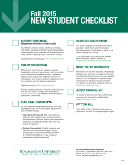 new student checklist - Binghamton University