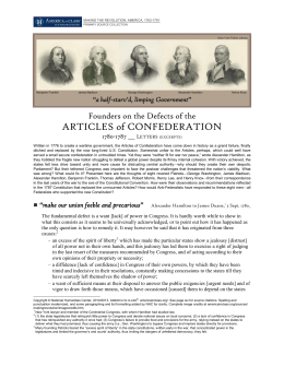 Founders on the defects of the Articles of Confederation