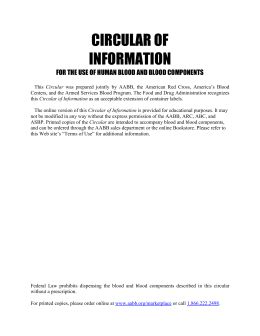 Circular of Information for the Use of Human Blood and Blood