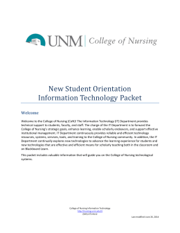 New Student Orientation Information Technology Packet