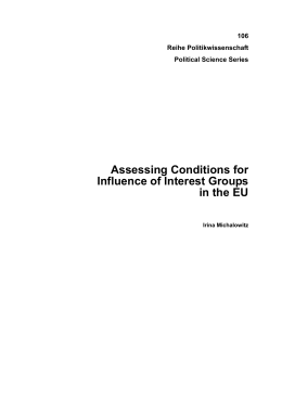 Assessing Conditions for Influence of Interest Groups in the EU