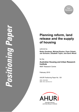 Planning reform, land release and the supply of housing