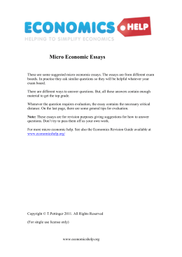 Micro Economic Essays - Mr Tarn