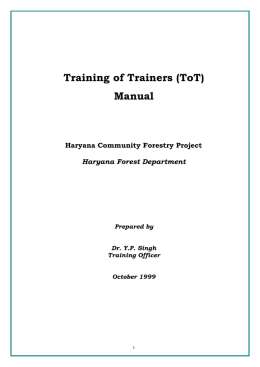 Training of Trainers (ToT) Manual