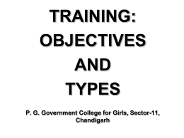 TRAINING: OBJECTIVES AND TYPES