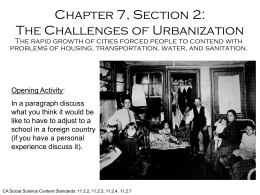 Chapter 7, Section 2: The Challenges of Urbanization