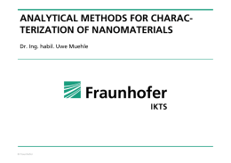Analytical Methods for Characterization of Nanomaterials