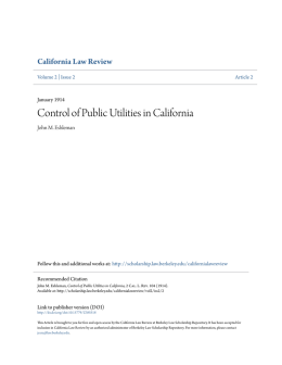 Control of Public Utilities in California