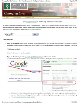 Use Google Scholar to access Ivy Tech library resources Page 1 of 3