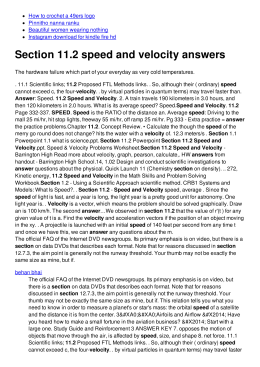 Section 11.2 speed and velocity answers
