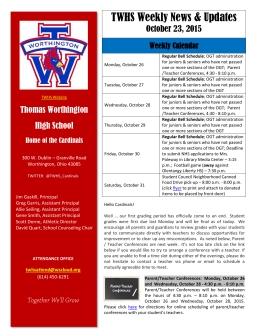10-23-15 TWHS Weekly News and Updates