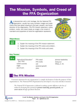 The Mission, Symbols, and Creed of the FFA Organization