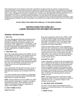 INSTRUCTIONS FOR FORM LM-1 LABOR
