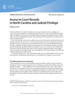 Access to Court Records in North Carolina and Judicial Privilege