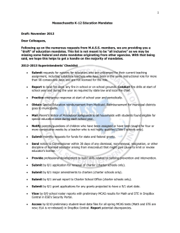 Massachusetts K-12 Education Mandates Draft: November 2012