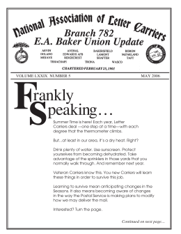 Frankly peaking… - National Association of Letter Carriers, Branch