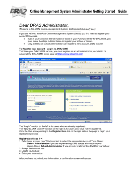 Dear DRA2 Administrator - DRA Online Management System