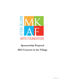 Sponsorship Proposal 2013 Concerts in the Village