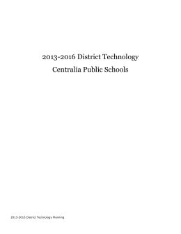 Technology Plan 2013-2016 - Centralia School District 401