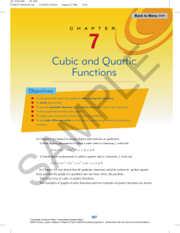Cubic and Quartic Functions - Cambridge University Press