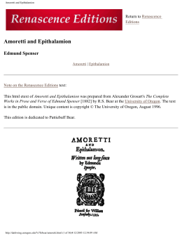 Amoretti and Epithalamion - Scholars` Bank