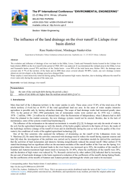 The influence of the land drainage on the river runoff in Lielupe river