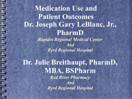 Medication Use Evaluation - Louisiana Pharmacists Association