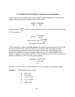 5.4 Solving Percent Problems Using the Percent Equation