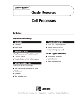 Chapter 9 Resource: Cell Processes