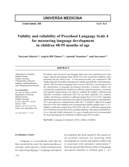 Validity and reliability of Preschool Language Scale 4 for measuring