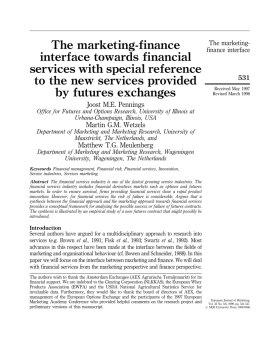 The marketing-finance interface towards financial