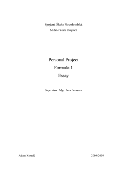 Personal Project Formula 1 Essay