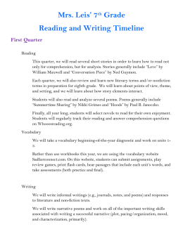 Mrs. Leis` 7th Grade Reading and Writing Timeline - Clark